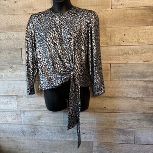 🇨🇦 Vintage Style Rite Blouse‎ women’s  silver & black blouse in size 14